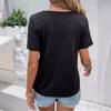 Women's Solid Color Casual and Fashionable Chest Hollow Loose Short-sleeved T-shirt
