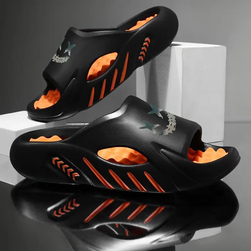 

Большие размеры мужские удобные тапочки из ЭВА, стильные цветные блоки с открытым носком, дышащие, массивные, нескользящие, прочные, против запаха, повседневная обувь 44 чёрный