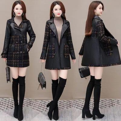 Veste en cuir Double face pour femmes, veste coréenne mi-longue, nouvelle Version coréenne rétro, Trench-Coat à la mode et tendance