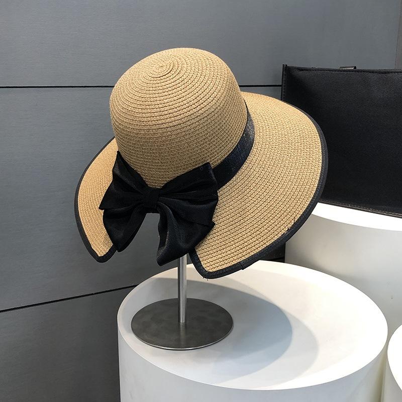 Straw Hat Women's New Bow Big Brim Sunshade Sunscreen Hat Summer Seaside Vacation Sun Hat
