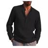 Heren Casual Strandlinnen Shirt met Lange Mouwen en V-hals