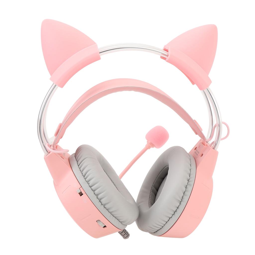 Cat Ear Gaming Headset Roseate RGB Light Adjustable Headband Wired Gaming Headphone with Mic for PC Laptop Game Console