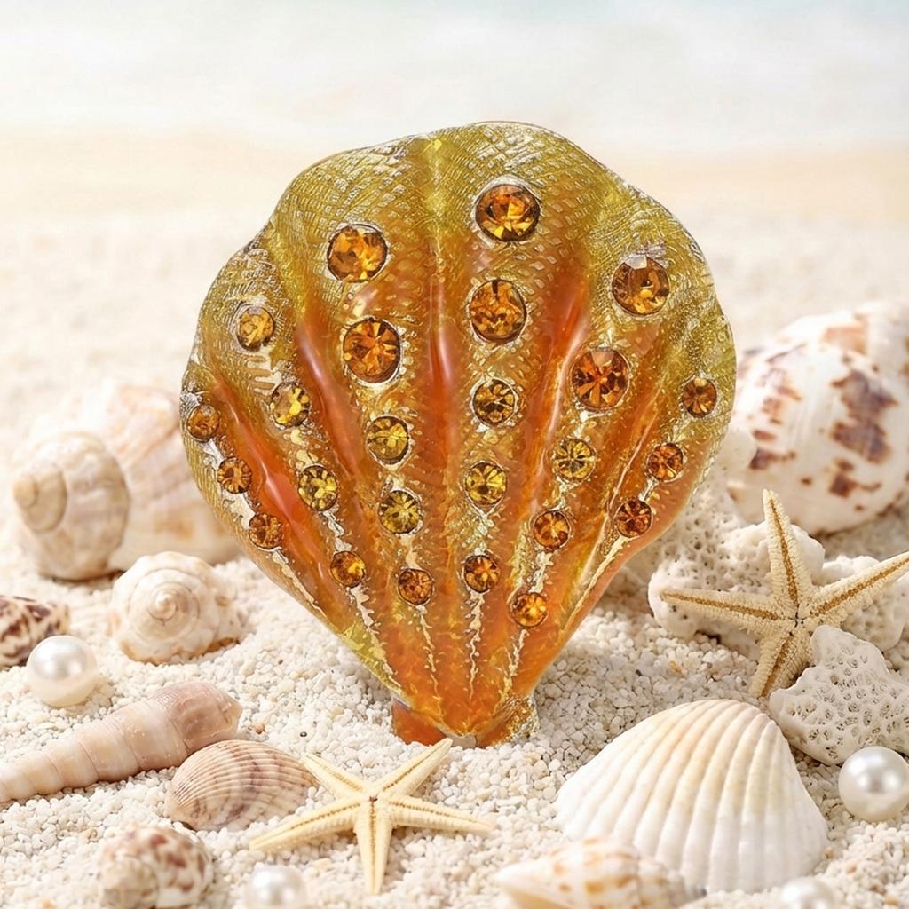 Classic Rhinestone Shell Brooches for Women Unisex Enamel Ocean Pins Friend Event Party New Gifts Jewelry Decoration Accessories