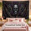Skull Gothic (185) Theme Wall Tapestry Customized With Name Text Personalized Hanging Tapestry For Bedroom Living Room Decor