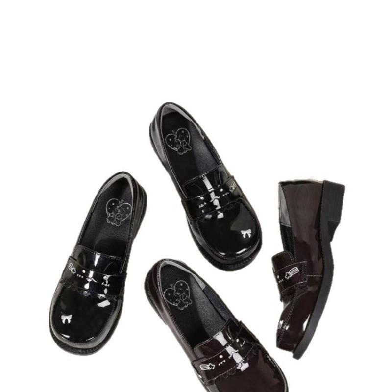 Black Thick Heel Platform College Uniform Small Leather Shoes Women's Autumn New Height Increase Mary Jane Shoes Short Single Shoes