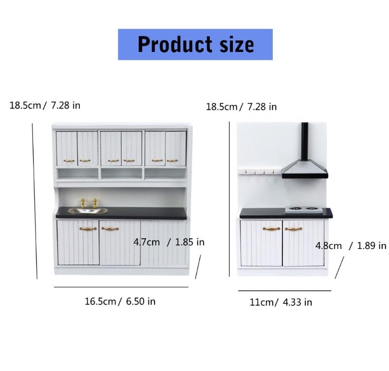 1/12 Scale Dollhouses Miniature Kitchen Furniture Pretend Play for Kids Doll House Furniture Model for Dollhouses