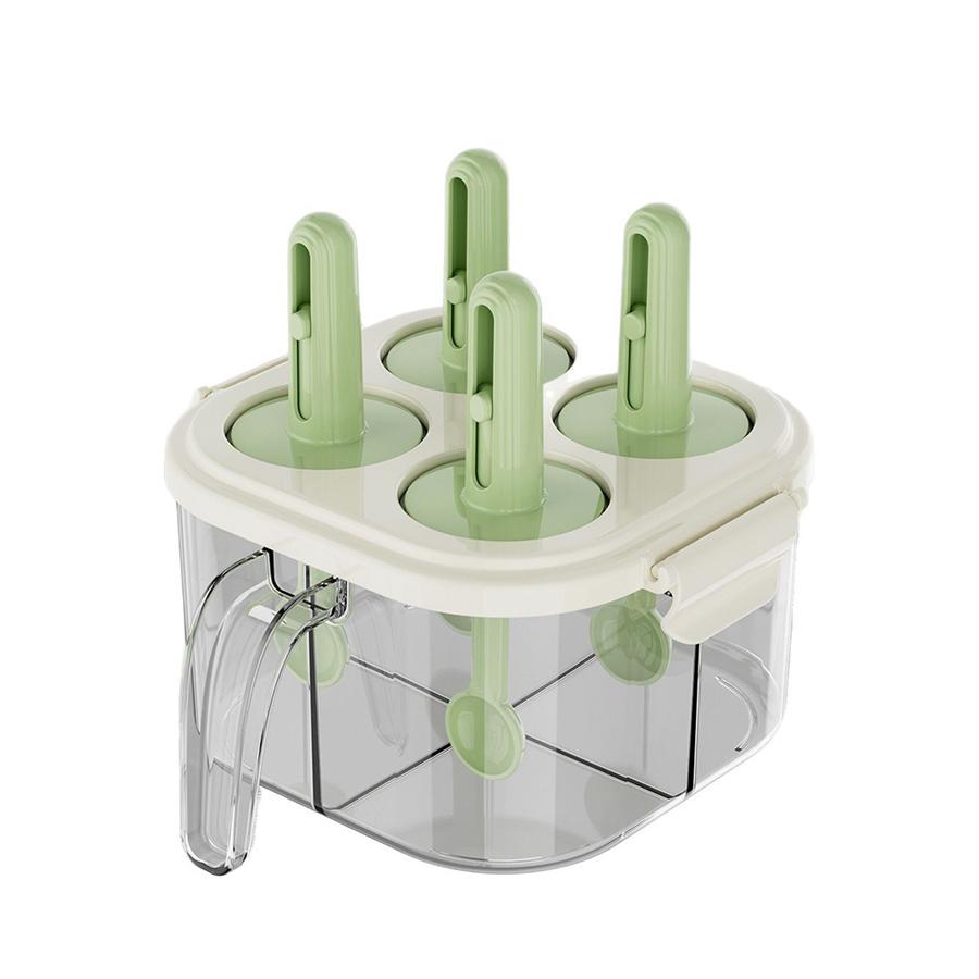 

4-in-1 Plastic Transparent Salt Pepper Shaker Spice Dispenser 4 Compartment BBQ Camping Seasoning Jar with spoon for Cooking светло-зеленый