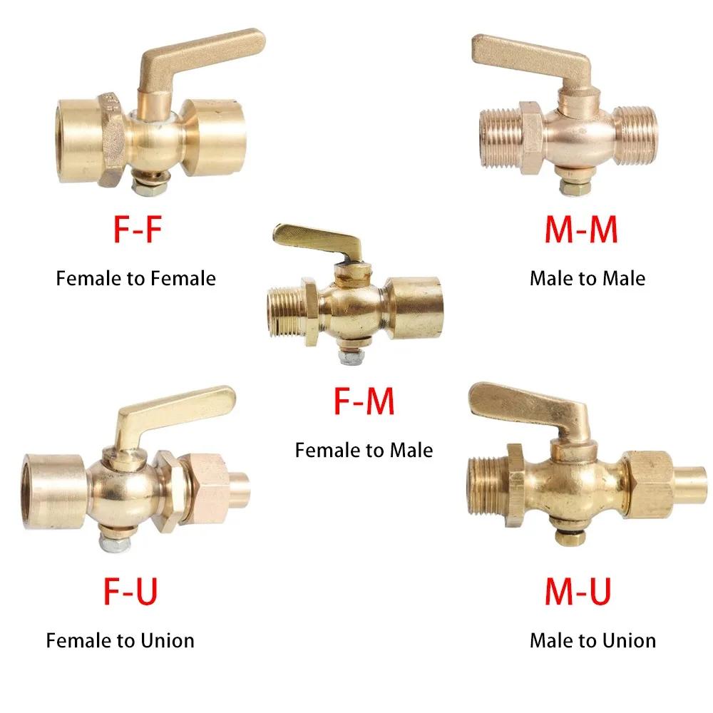 BSPP 1/8 1/4 3/8 1/2 3/4 Brass Two-way Cock Feamle Male Thread Cock  Valve Pressure Gauge Flexible Joint Welding Switch Marine