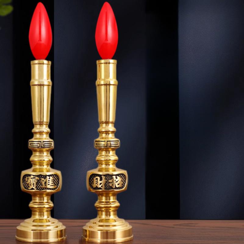 Simulated Candlestick Buddhist Temple Utensils Temple Worship Family Prayer Home Decoration Absorb Wealth
