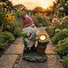 Pastoral Style Yard Decor Solar Sunflower Gnome Garden Statue with LED Lights, Waterproof Resin Figurine Cute for Outdoor Patio Lawn And Indoor