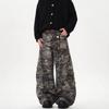 Jeans Cargo Unisex Vestibilità Rilassata Con Stampa Mimetica Strappati Gamba Larga Denim Streetwear