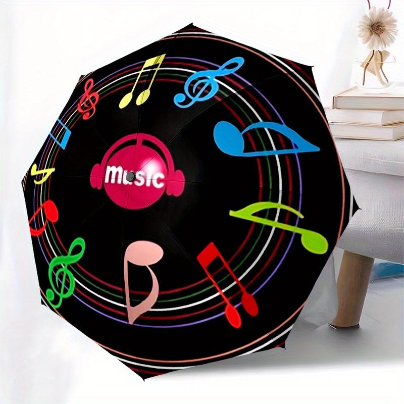 Music Notes, Audio Symbols-themed, Eight-ribbed, Self-folding umbrella Is Suitable for Everyday Outdoor Use and Is An Ideal Gift for Friends