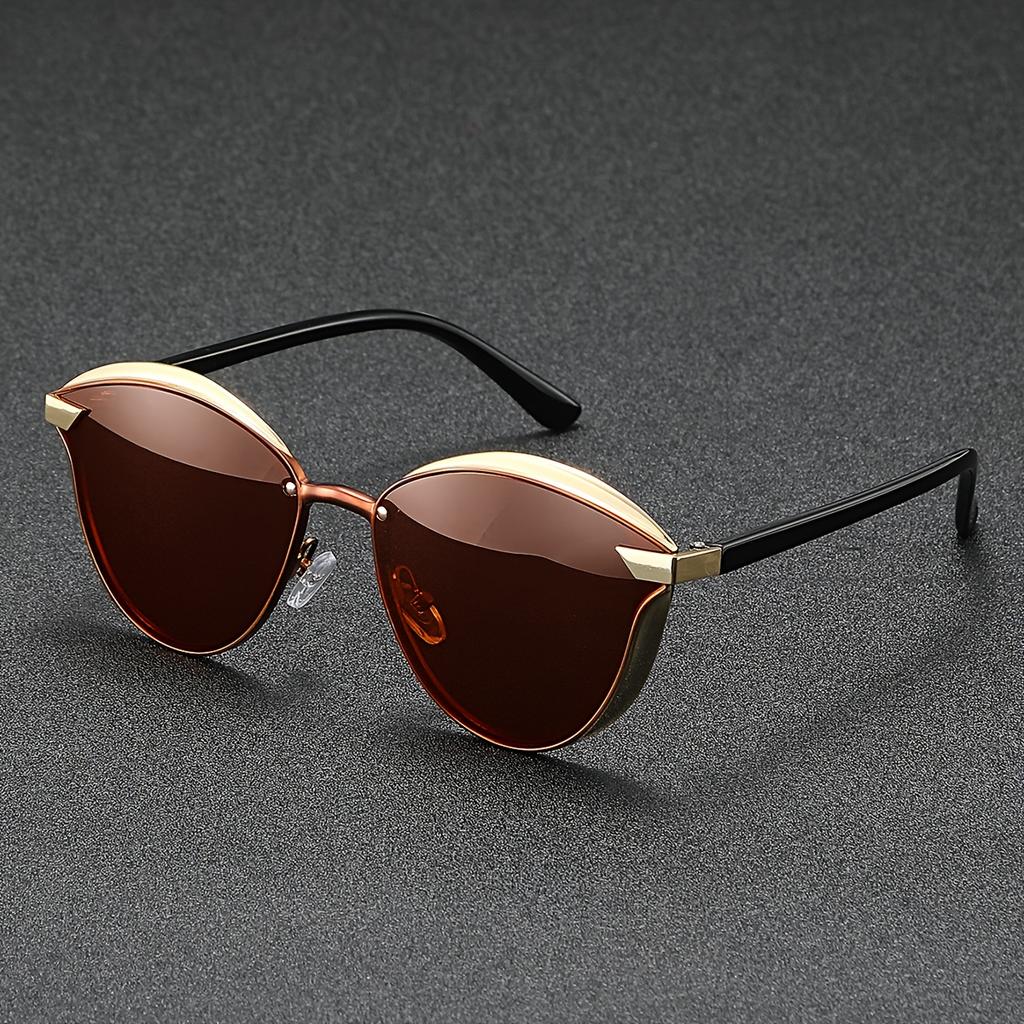 High-quality Sunglasses For Both Men And Women, Featuring Golden Frames, Suitable For Hiking, Driving, Fishing, And Photography.