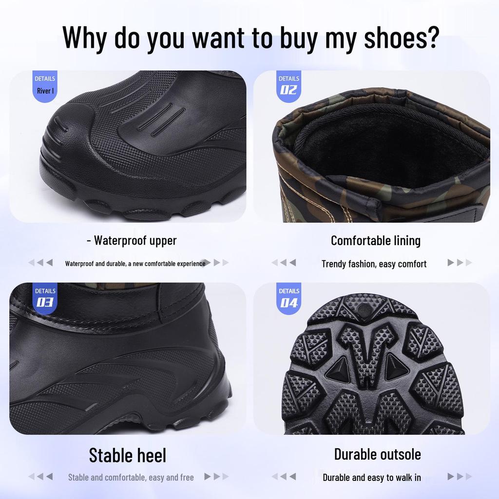 Men's High-Top Snow Boots: Waterproof, Non-Slip, Plus Velvet Thickened Cotton, Slip-On Design