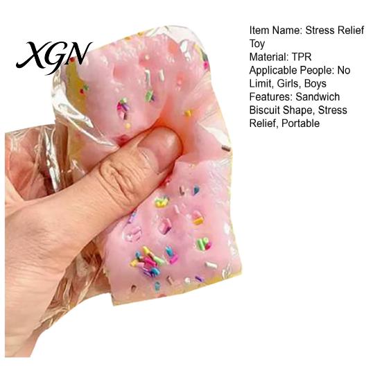 Stress Relief Tool Soda Biscuit Toy Simulation Strawberry Sandwich Squeeze Decompression Snack Shape Sensory Fidget