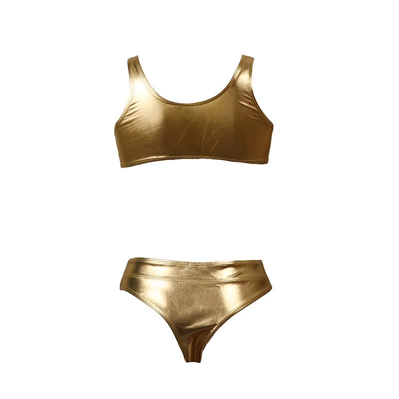 Women's Reflective Gold Silver Hot Stamping One-Piece Swimsuit
