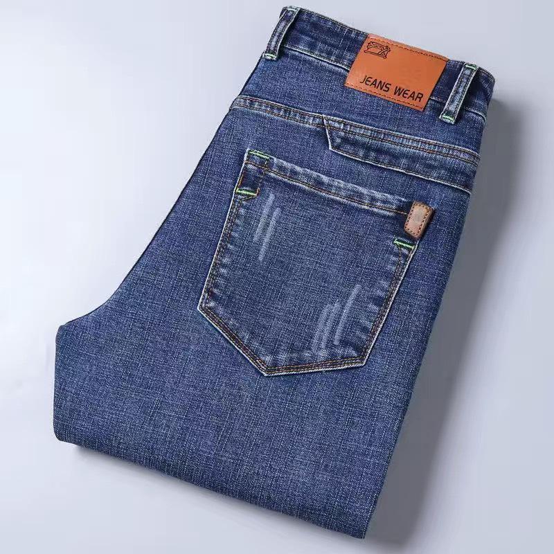 Thin Hao Pai Men's High-End Stretch Denim Jeans: Summer Business Long Pants