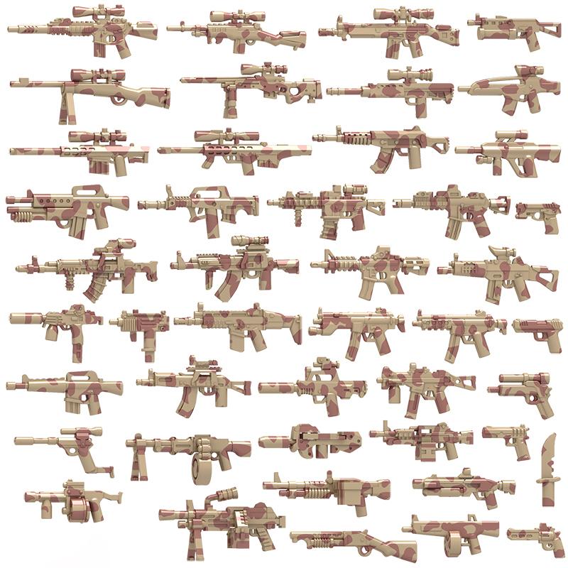 Non-Toxic 25/50/100Pcs Ww2 Military Army Police Solider Swat Weapons Cannon Building Blocks Moc Figure Accessories Model Bricks Diy Toy