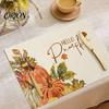 Accessoires de Table de Salle à Manger Festifs pour la Récolte Nappe en Lin Lavable Résistante à la Chaleur Facile à Nettoyer avec Citrouilles et Feuilles d'Automne pour
