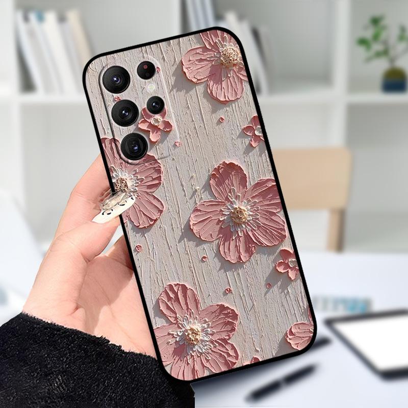 For Samsung S25 S22 Ultra 5G Case S25 Edge Lovely Flower Printed Cover Phone Cases For Galaxy S23 S24 FE Silicon Soft TPU Shells
