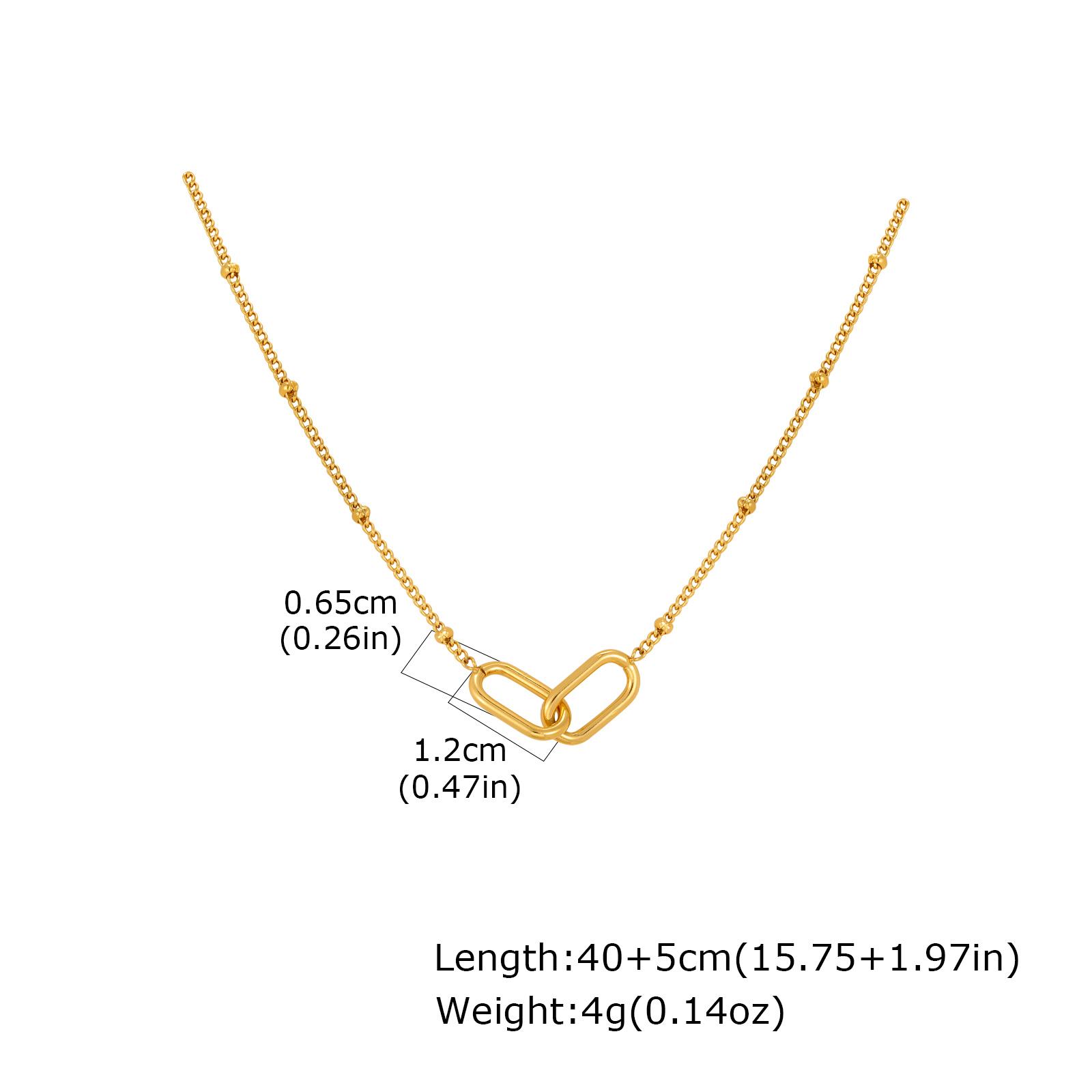 

Fashion Stainless Steel Double Paperclip Pendant Necklace, Gold Plated Geometric Infinity Beads Chain for Women Simple Jewelry