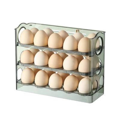 Three-Tier Egg Organizer for Fridge Egg Storage Box with Date Indicator Egg Rack Holds 30 Eggs or 18 Eggs for Refrigerator