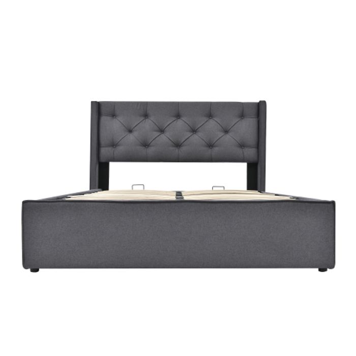 Lit double 140x200cm - MUVOE - Vintage - Métal - Rangement - Matelas inclus