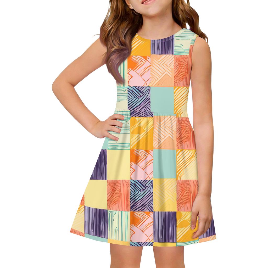 Dívčí letní princeznovské šaty - Šaty s áčkovou sukní a vestou