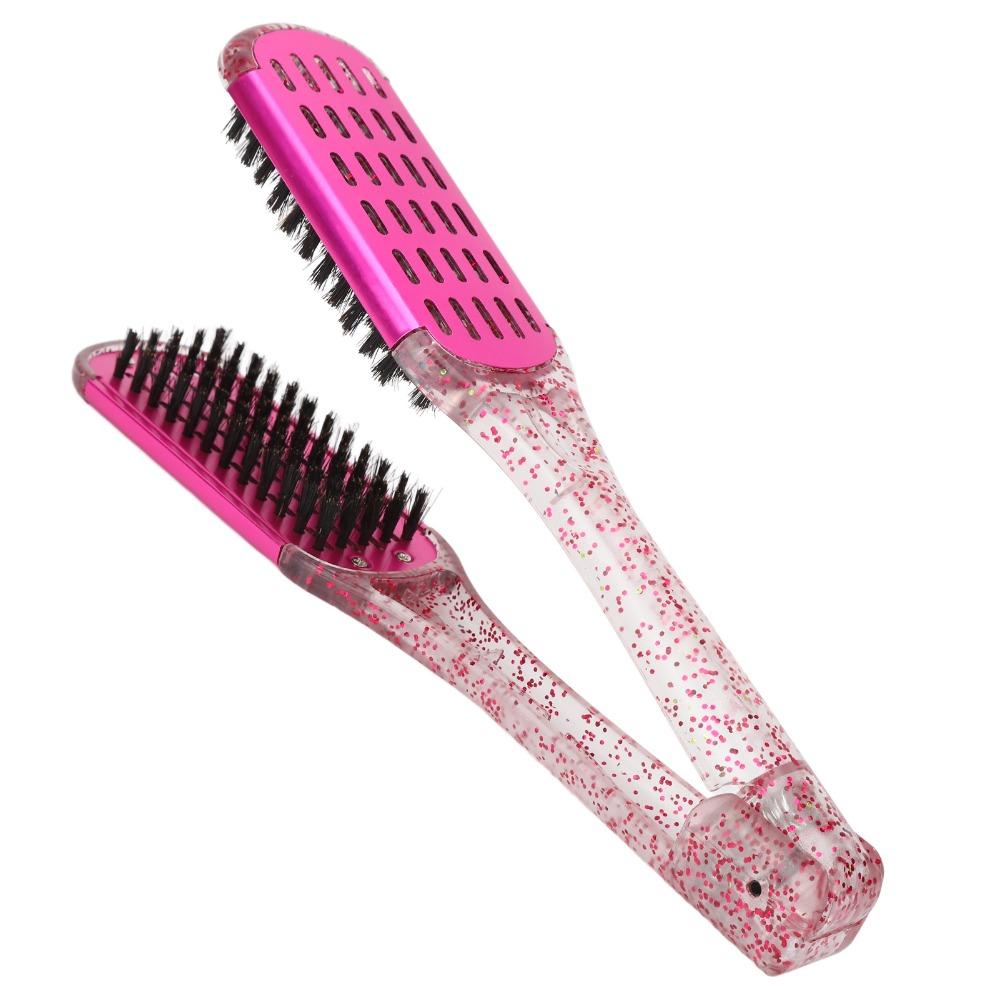 Professional Double Sided Hair Straightener Soft Hair Hair Straightener Clamp Brush Salon Use
