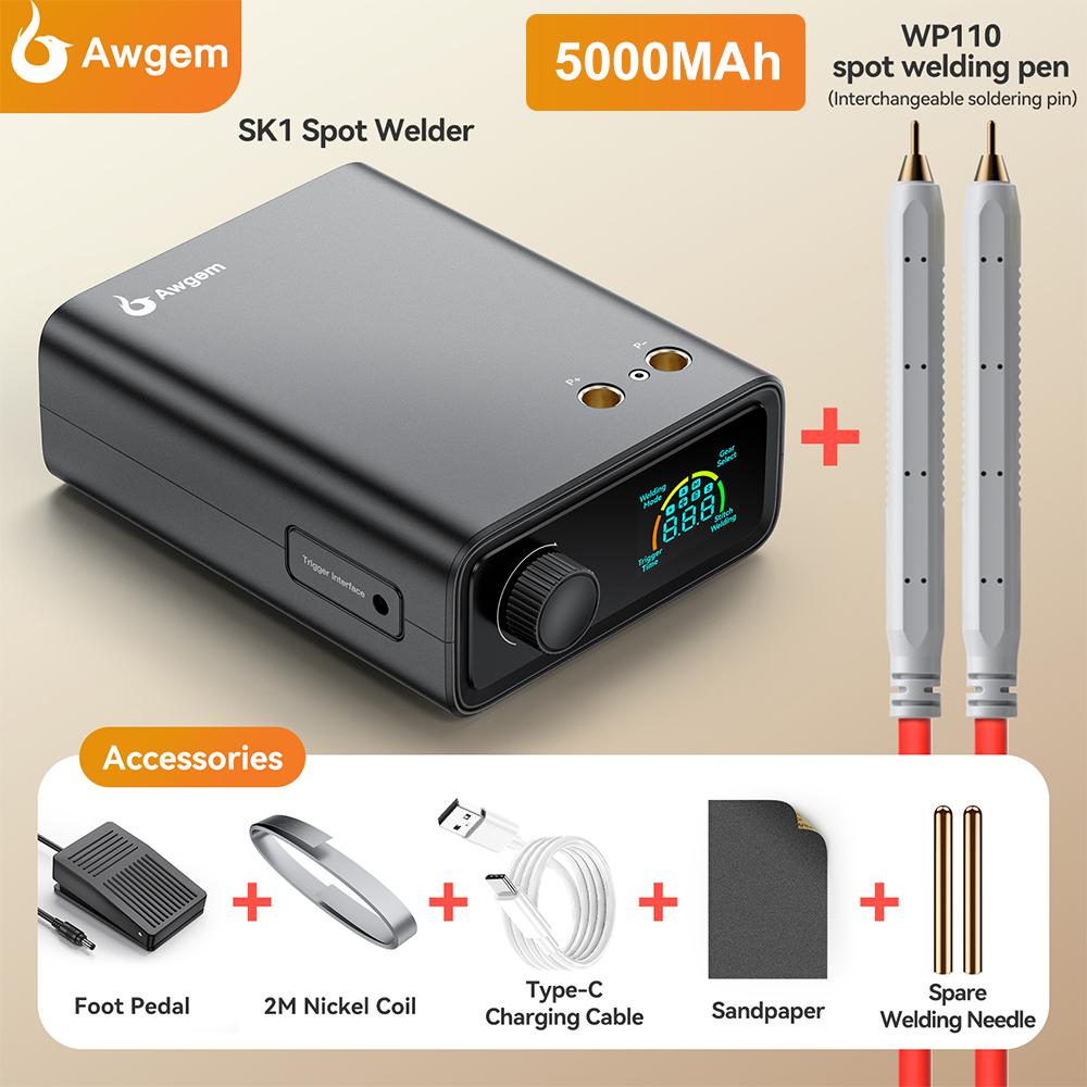 

SK1 Портативний точковий зварювальний апарат із ножним педаллю 5000/10000 мАг Акумулятор 1350А/1620А Струм Автоматичний/Ручний режими для зварювання Нікелю/Міді/Сталі