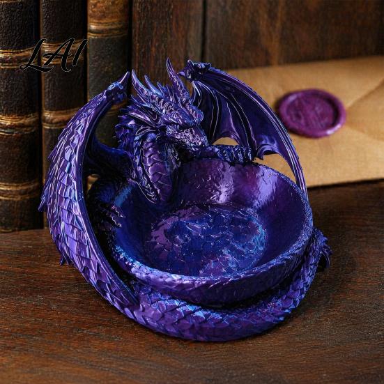Gothic Home Decor 3D Printed Dragon Jewelry Tray Fantasy Catchall Key Desktop Storage Artifact Holder Medieval Gift for Fans Unique Bowl