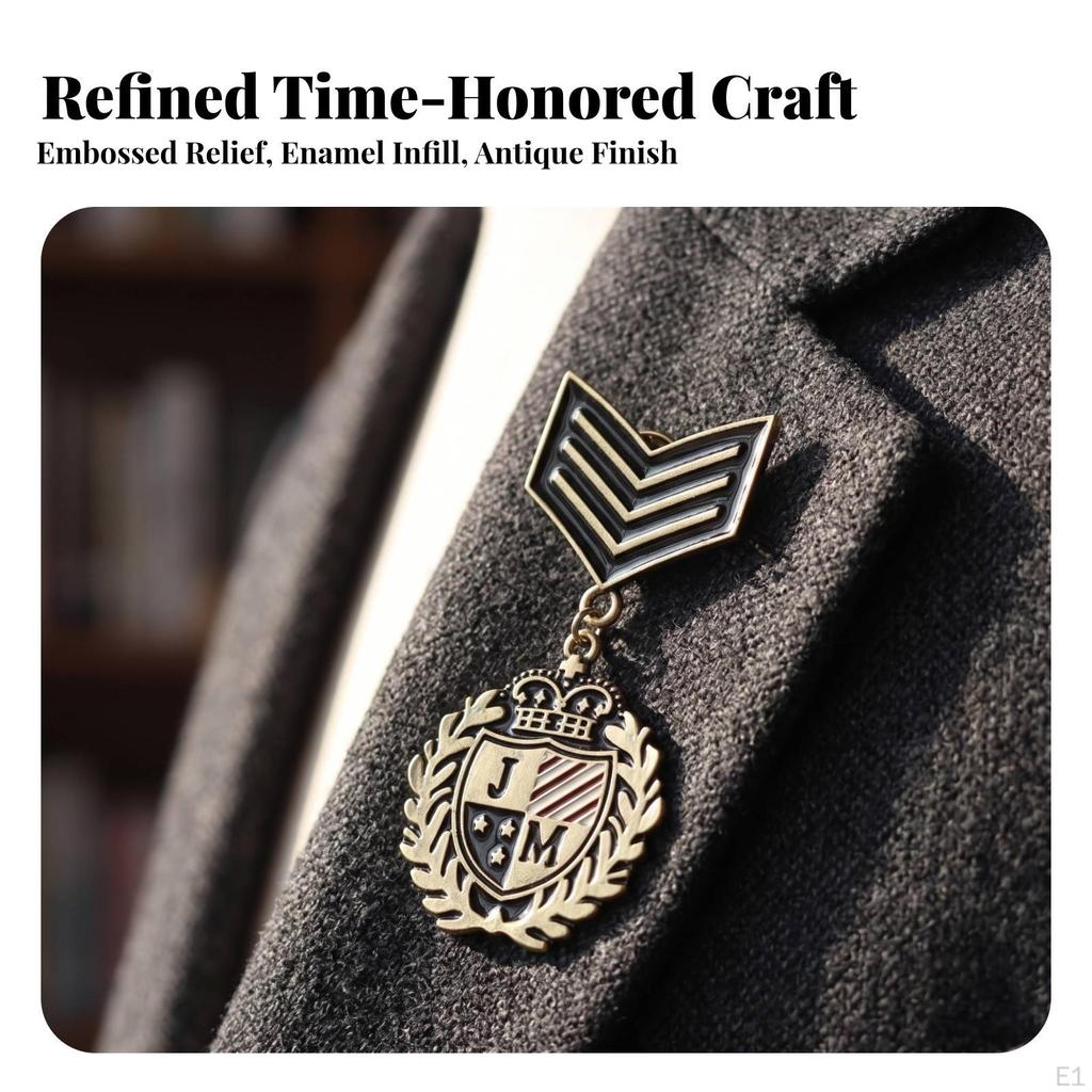 Brooch with Herringbone Symbol Heraldic Plaque Antique Bronze