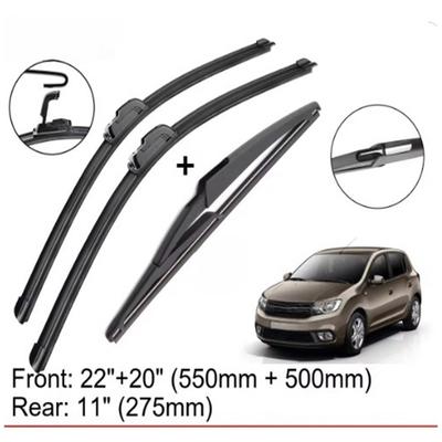 Pour Dacia Sandero MK2 2012-2020 22 + 20 + 11 Essuie-glaces avant et arrière Essuie-glaces Essuie-glaces Essuie-glaces