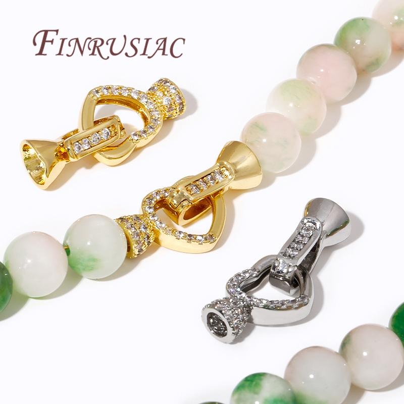 18K Gold Plated Connectors For Jewelry,Brass Zircon Clasps For Bracelets Accessories,DIY Jewelry Making Supplies,Pearl Clasp