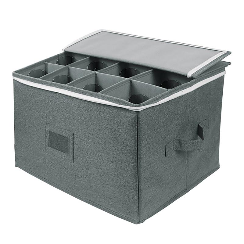 12 stk Glass Vinglass Stenkvarer Oppbevaringsbokser med skillevegger