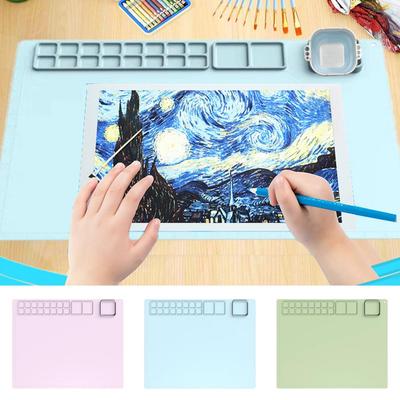 Silicone Painting Mat With Cleaning Cup Waterproof DIY Arts Mixing Palette Drawing Pad Graffiti Mat Children Drawing Mat