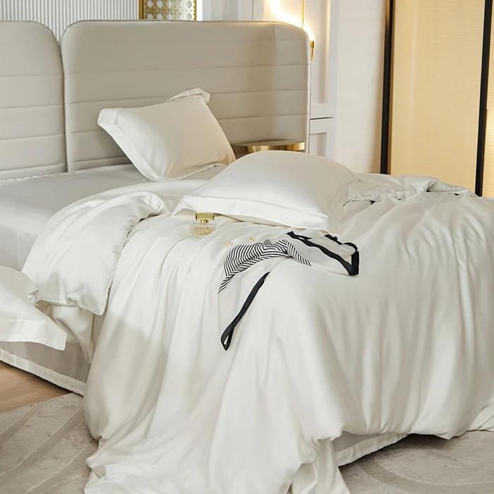 Queen Size Soft Silky Skin Friendl Sleeping Naked Lyocell Bedding Set  Duvet Cover Set Bed Sheet Pillowcases