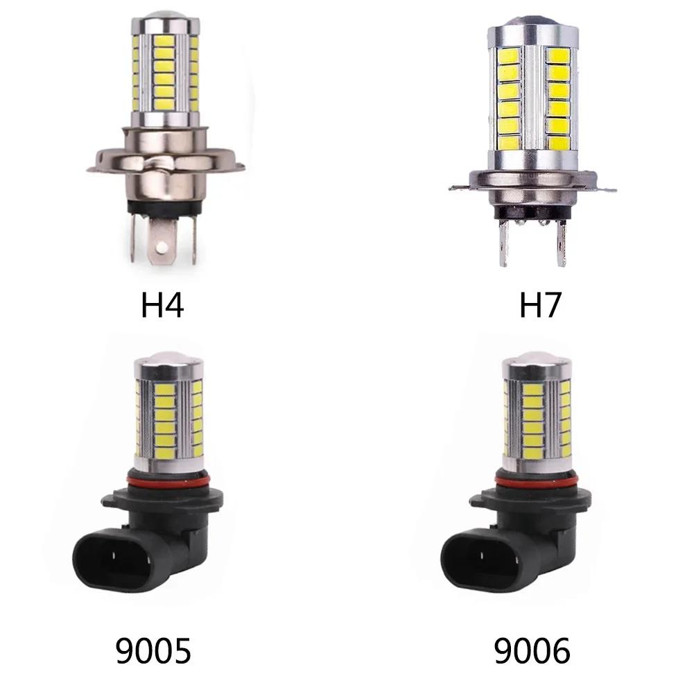 33SMD LED Car Fog Lamp Daytime Running Light Bulb H8 H11 9005 9006 H4 H7 Turning Parking Bulb White Light 12V Headlight Bulbs