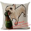 Federa per Cuscino in Lino Stampata Bulldog Francese Divertente Decorazione per la Casa Federa per Cuscino Decorazione Soggiorno Cuscini Decorativi 45X45Cm