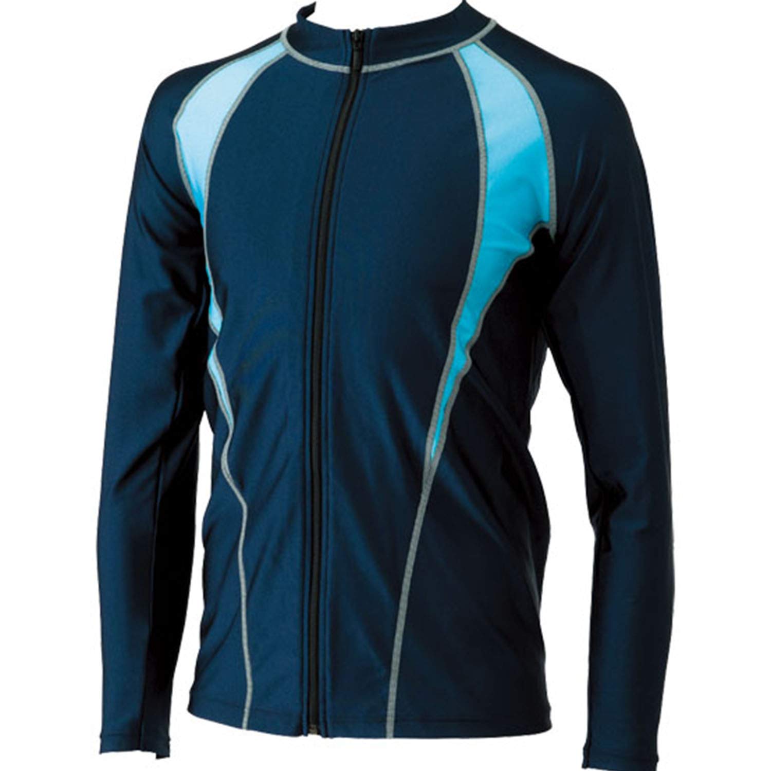 

FOOTMARK Shine Guard Full-Zip Rash Guard for Fitness and School Swimwear, 101582, Sax (06), Size S