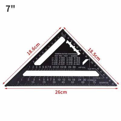 Alloy Metal Triangle Ruler Protractor for Woodworking and Carpentry 7 Inch Metric Rafter Square Carpenter Measuring Layout Tool