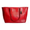 City 33 Solid Color Large Capacity Zipper Smooth Cowhide Leather Tote Shopping Bag Handheld Shoulder Bag Large Women Tote Red CG725-SVVR