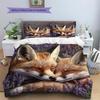 Biancheria da letto con motivo volpi e fiori Decorazione per la casa Regalo di compleanno (1 * copripiumino + 2 * federa, senza nucleo)