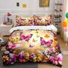 Colorful Butterflies and Flowers Bedding Duvet Cover Set (1*Duvet Cover 2*Pillowcases, Without Duvet Insert)