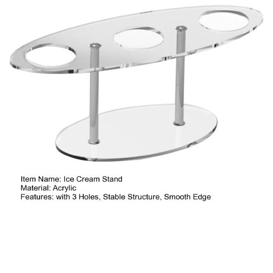 Ice Cream Cone Holder 3 Cone Holes Transparent Cream with Display Stand Waffle