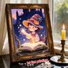 Pearl Painting DIY Kit Frameless Halloween Little Witch Pattern Shiny Bead Art Canvas Creative Wall Decor Holiday Gift Craft