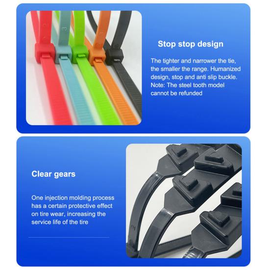 10 buc. Lanțuri reutilizabile pentru cauciucuri de zăpadă pentru mașină, camion, lanțuri de urgență anti-alunecare, potrivire universală, reglabile, lanțuri antiderapante pentru biciclete