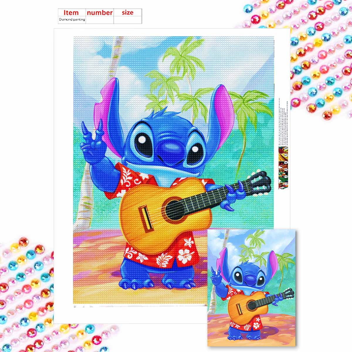 

Full Round Diamond Painting Stitch Who Plays The Guitar Art Rhinestone Picture Mosaic DIY 5D Cross Stitch Embroidery Home Decoration Round 20x30cm