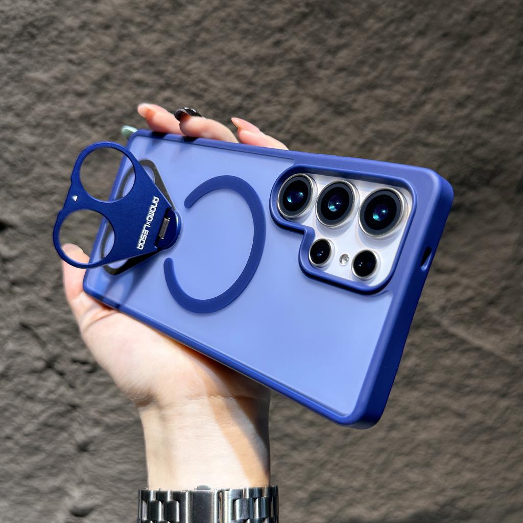 Suitable for Samsung S25 Ultra Magnetic Phone Case S25 Creative Ring 360 Degree Rotating Support S24 Skin Feeling Scrub
