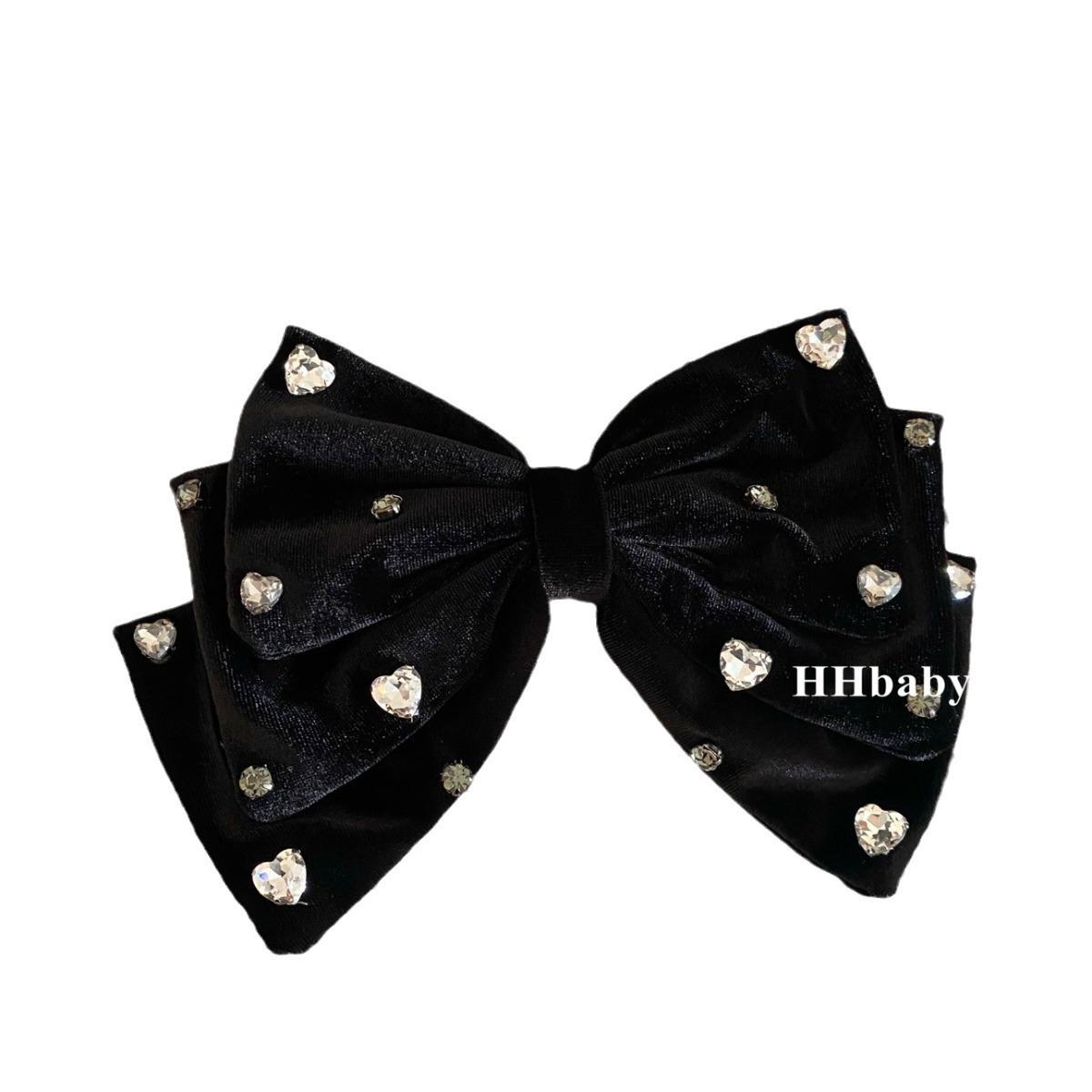 

Женские осенне-зимние новые оригинальные заколки для волос ручной работы из золотого бархата с черным большим бантом